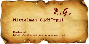Mittelman Györgyi névjegykártya